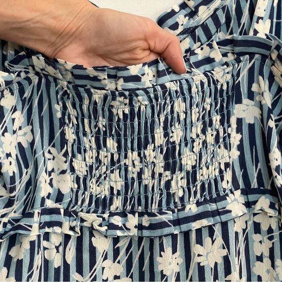 Free People Sun Dress Blue Stripes Size 12 - Picture 10 of 12